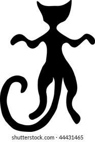 Dancing cat on white background