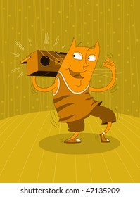 Dancing cat - vector