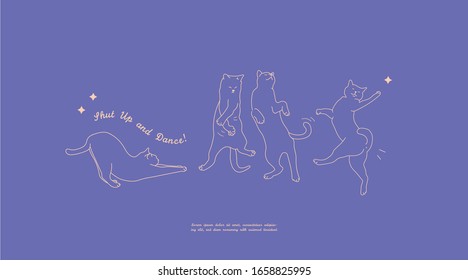 Dancing cats Illustration style card design layout