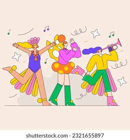 ilustración de baile y celebración del carnaval