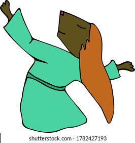 Dancing character with long hair