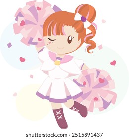 Dancing Cheerleader with Pink Pom Pom