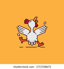 Dancing chicken vector Illustration for Chickendance Day on May 14th. Cheerful cartoon hen character color symbol.