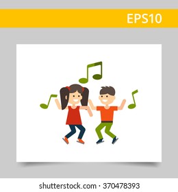 Dancing children icon