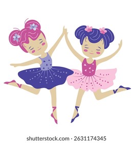 dancing children illustration with colorful clothes and joyful expressions.