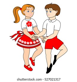 Dancing children isolated on white background.  Vector Illustration