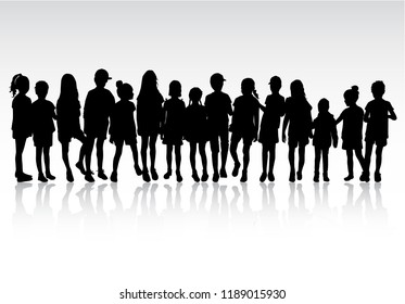Dancing children silhouettes.