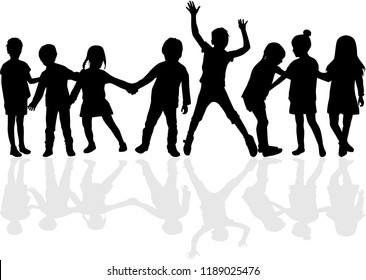 Dancing children silhouettes.