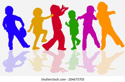 Dancing children silhouettes