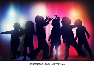 Dancing children silhouettes