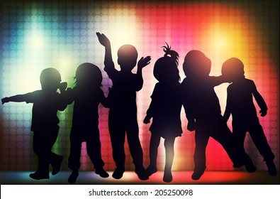 dancing children silhouettes