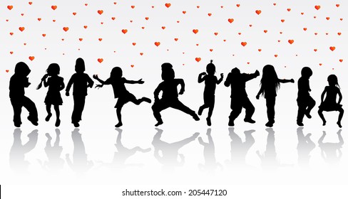 dancing children silhouettes