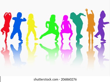 Dancing children silhouettes