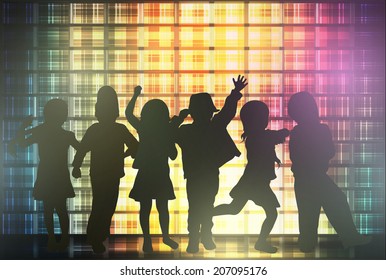 Dancing children silhouettes