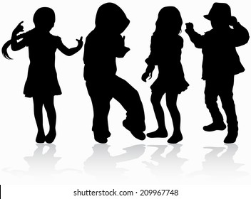 Dancing children silhouettes