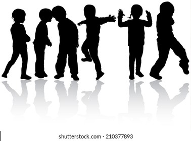 Dancing children silhouettes