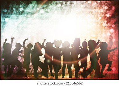 dancing children silhouettes