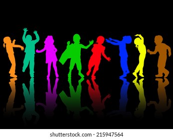 dancing children silhouettes