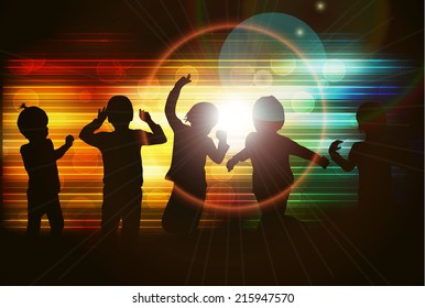 Dancing children silhouettes