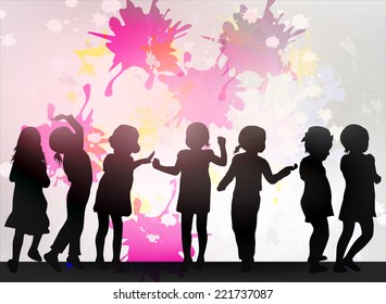 Dancing children silhouettes