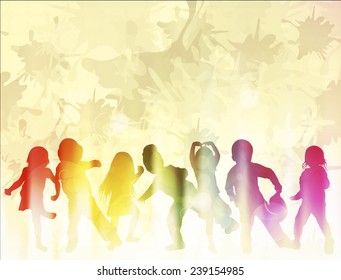 Dancing children silhouettes
