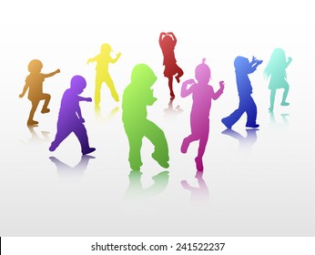 Dancing children silhouettes