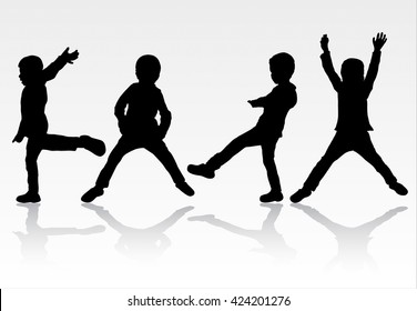 Dancing children silhouettes