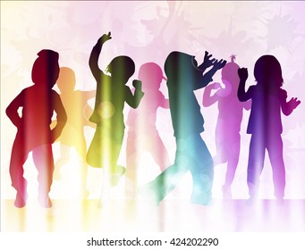 Dancing children silhouettes