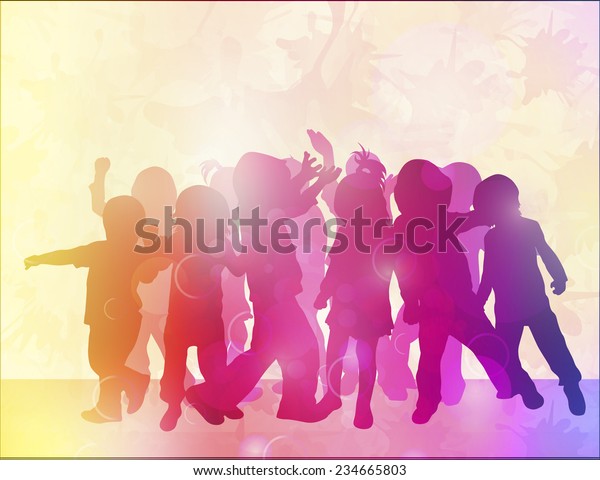 Dancing Children Silhouettes Together Stock Vector (Royalty Free ...