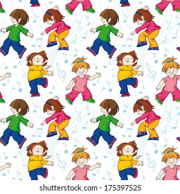 Dancing children.Seamless pattern.Vector illustration.