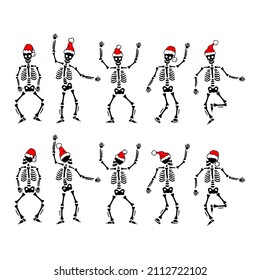 Dancing Christmas skeleton, Skeleton EPS Cut File, Skeleton Bones, Christmas Skeleton parts kit svg