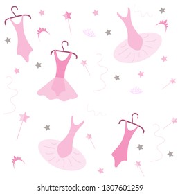 Dancing clothes. Pattern. Dancing school.  Clothes for ballet, dancing. Flat colored vector illustration