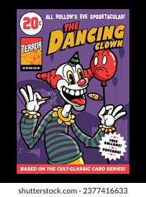 The Dancing Clown. Spooky Halloween Cartoon Character Illustration.