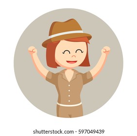 dancing club girl happy in circle background