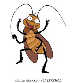 Dancing cockroach icon cartoon vector. Biology insect. Antenna nature