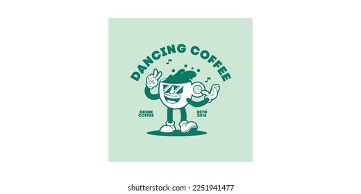 dancing coffee vector icon clothing cup coffee