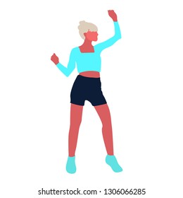 Dancing colorful girl on white background. Modern dance. Vector illustration. 