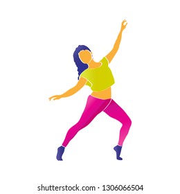 Dancing colorful girl on white background. Modern dance. Vector illustration. 