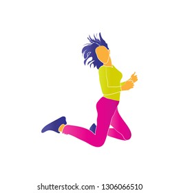Dancing colorful girl on white background. Modern dance. Vector illustration. 