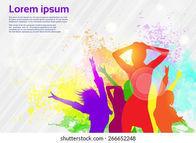 Dancing Colorful Girl Splash Paint Dance Banner Vector illustration