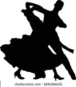 dancing couple athlete in black silhouette image