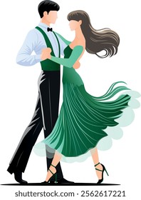 Dancing couple in ballroom dance