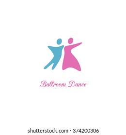 Dancing couple ballroom dance class logo concept

