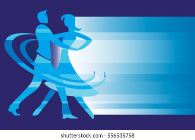 Dancing couple
Blue l stylized illustration of Young couple dancing ballroom dance.Vector available.