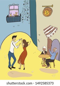 Dancing couple card gift fun couple retire in little italy