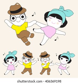 Dancing Couple Character illustration Set