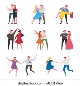 dancing couple character vector illustration flat design