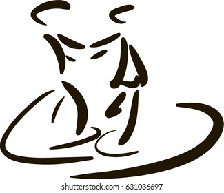 Dancing couple, colorless, minimalism
