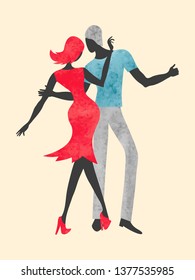 Dancing couple. Dance watercolor vector illustration.