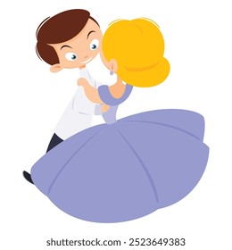 Dancing couple. Funny people. Illustration concept template for website, web landing page, banner, presentation, social, poster, promotion or print media.